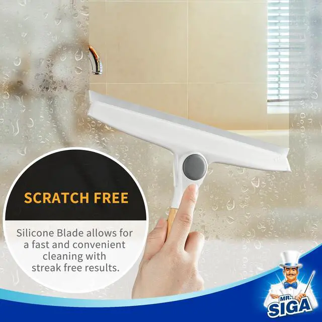 Alt view image 7 of 7 - Silicone Squeegee for Shower Door, Mirror, Glass, 10 inch, White
