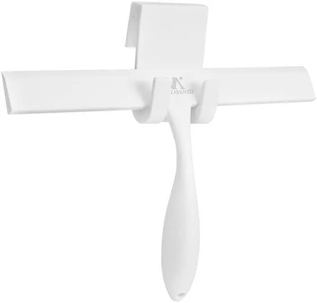 Main image of Squeegee for Shower Glass Door, 11-Inch Shower Squeegee for Glass Doors, Bathroom Silicone Squeegees Wiper for Shower with Non-Slip Handle, No-Drilling Silicone Hanging Hook, for Tiles, Mirror(White)