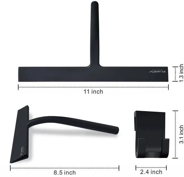 Alt view image 2 of 6 - Silicone Rubber Blade & Hook Shower Window Squeegee 11" in Width Silicone Car Squeegee Bathroom Squeegee for Shower Squeegee for Shower Doors Car Window-Black