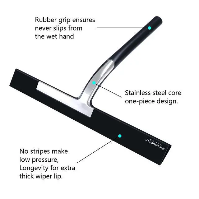 Alt view image 3 of 6 - Silicone Rubber Blade & Hook Shower Window Squeegee 11" in Width Silicone Car Squeegee Bathroom Squeegee for Shower Squeegee for Shower Doors Car Window-Black