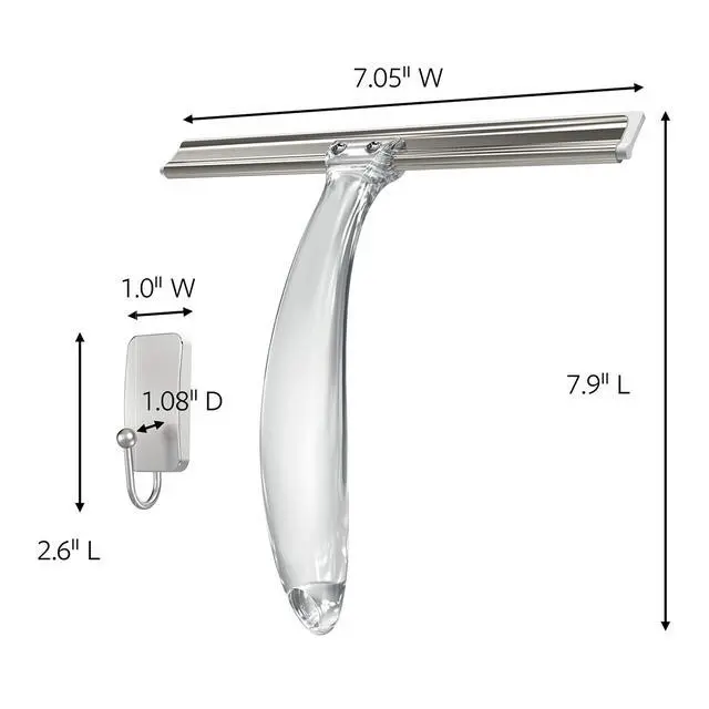Alt view image 2 of 7 - Bath Shower Small Water-Resistant Adhesive, Satin Nickel, 1 lb Capacity, 1 Squeegee, 1 Hook, 2 Strips, BATH32-SS-ES Caddy