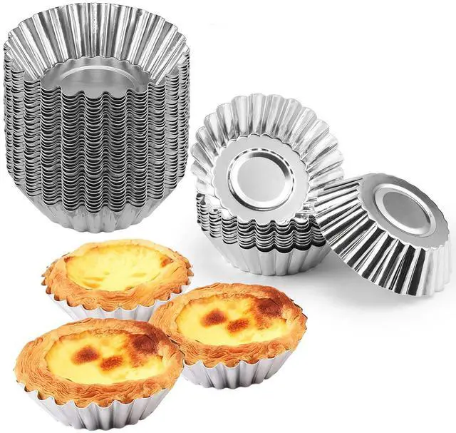 Main image of 35Pcs Mini Tart Pans Egg Tart Mold, 2.75" Aluminium Mini Pie Tins Reusable Tart Pans for Baking