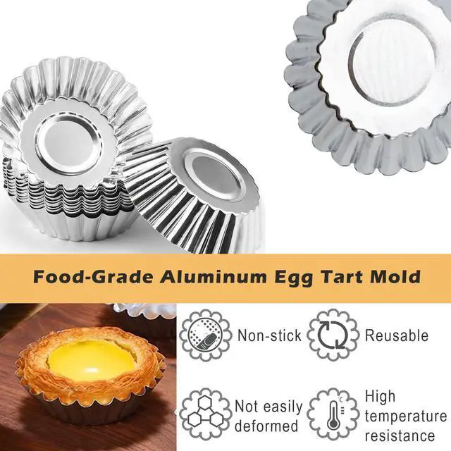 Alt view image 4 of 6 - 35Pcs Mini Tart Pans Egg Tart Mold, 2.75" Aluminium Mini Pie Tins Reusable Tart Pans for Baking