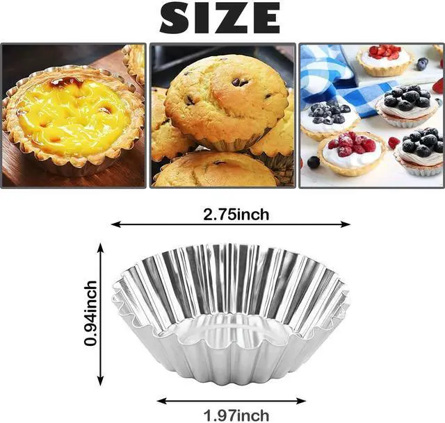 Alt view image 2 of 6 - 35Pcs Mini Tart Pans Egg Tart Mold, 2.75" Aluminium Mini Pie Tins Reusable Tart Pans for Baking