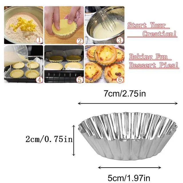 Alt view image 2 of 6 - 32Pack 2.75" Egg Tart Molds Aluminum Mini Tart Tins Pans for Baking