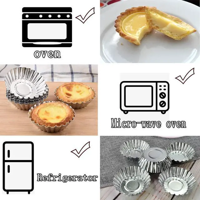 Alt view image 3 of 6 - 32Pack 2.75" Egg Tart Molds Aluminum Mini Tart Tins Pans for Baking