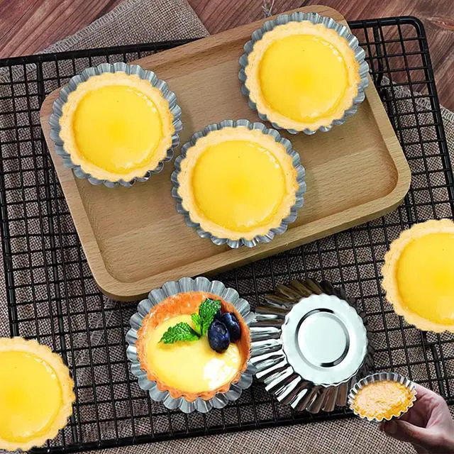 Alt view image 4 of 6 - 32Pack 2.75" Egg Tart Molds Aluminum Mini Tart Tins Pans for Baking