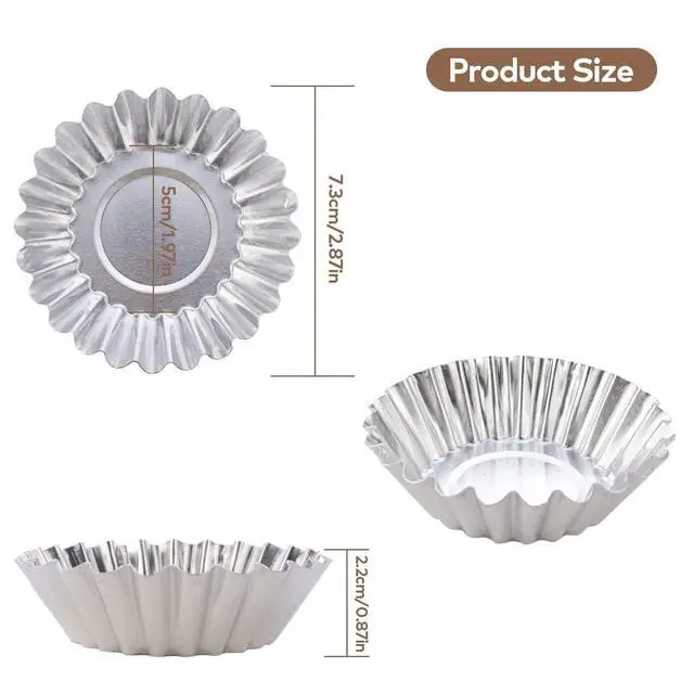 Alt view image 5 of 7 - 20 Pcs Aluminum Foil Tart Pans, Mini Pie Tins for Baking & Desserts