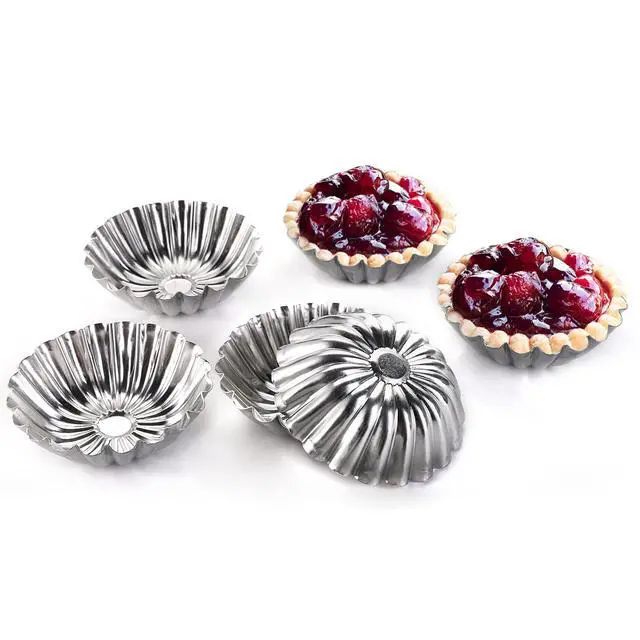 Alt view image 3 of 7 - 100 PCS Egg Tart Molds for Baking, 3" Mini Tart Pie Pan, Aluminum Brioche Mold, Reusable Ensaymada Molder Filipino, Brioche Tins Mould for Tart Shells, Cupcakes, Mini Cake, Pudding, Muffin