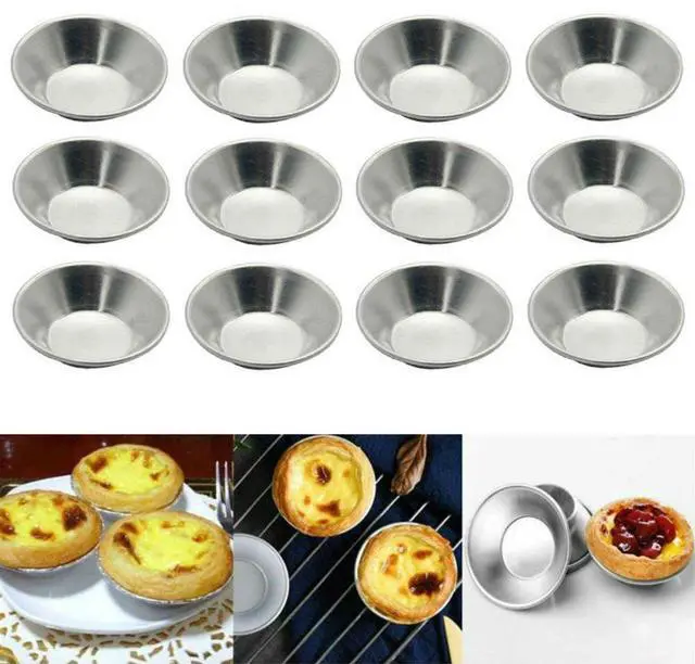 Main image of Egg Tart Mold Heat Resistant Non Stick Aluminum Mini Pie Cupcake Cake Pan Cookie Pudding Jello Chocolate Molds Tin Baking Tool Baking Cups (12)