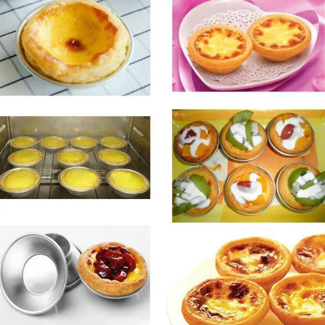 Alt view image 5 of 5 - Egg Tart Mold Heat Resistant Non Stick Aluminum Mini Pie Cupcake Cake Pan Cookie Pudding Jello Chocolate Molds Tin Baking Tool Baking Cups (12)