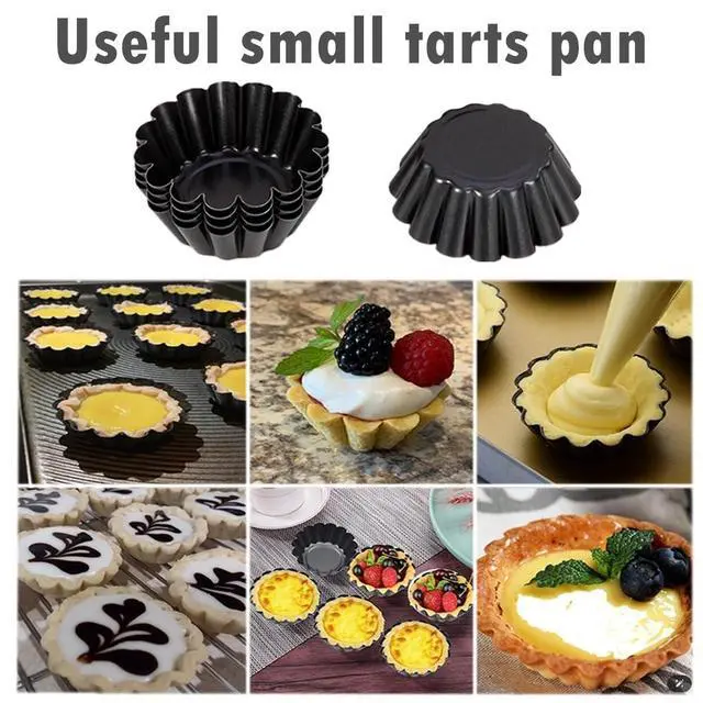 Alt view image 3 of 7 - 12-Pack 2.5 Inch Nonstick Mini Tart Pans Fluted Side for Pies Pan Round Deep Quiche Mold Heavy Duty Carbon Steel Baking Cupcake Egg Tarts Mousse Cakes Fruit and Desserts Molds for Oven