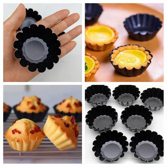 Alt view image 4 of 7 - 12-Pack 2.5 Inch Nonstick Mini Tart Pans Fluted Side for Pies Pan Round Deep Quiche Mold Heavy Duty Carbon Steel Baking Cupcake Egg Tarts Mousse Cakes Fruit and Desserts Molds for Oven