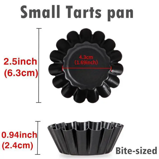 Alt view image 6 of 7 - 12-Pack 2.5 Inch Nonstick Mini Tart Pans Fluted Side for Pies Pan Round Deep Quiche Mold Heavy Duty Carbon Steel Baking Cupcake Egg Tarts Mousse Cakes Fruit and Desserts Molds for Oven