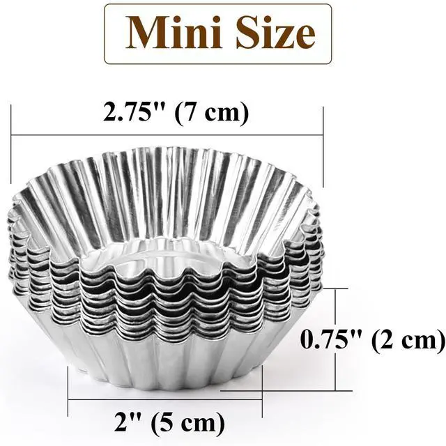 Alt view image 2 of 7 - 50 Pieces Aluminum Egg Tart Mold Small Tart Pie Tin Mini Cupcake Cake Muffin Cookie Mold Baking Cups