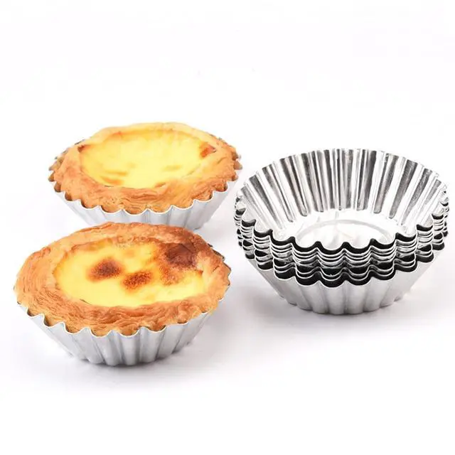 Alt view image 5 of 7 - 50 Pieces Aluminum Egg Tart Mold Small Tart Pie Tin Mini Cupcake Cake Muffin Cookie Mold Baking Cups