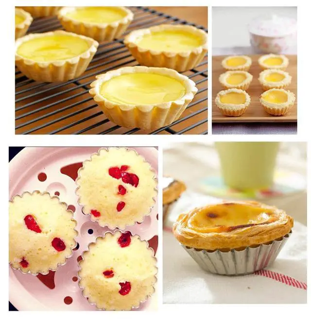 Alt view image 7 of 7 - 50 Pieces Aluminum Egg Tart Mold Small Tart Pie Tin Mini Cupcake Cake Muffin Cookie Mold Baking Cups