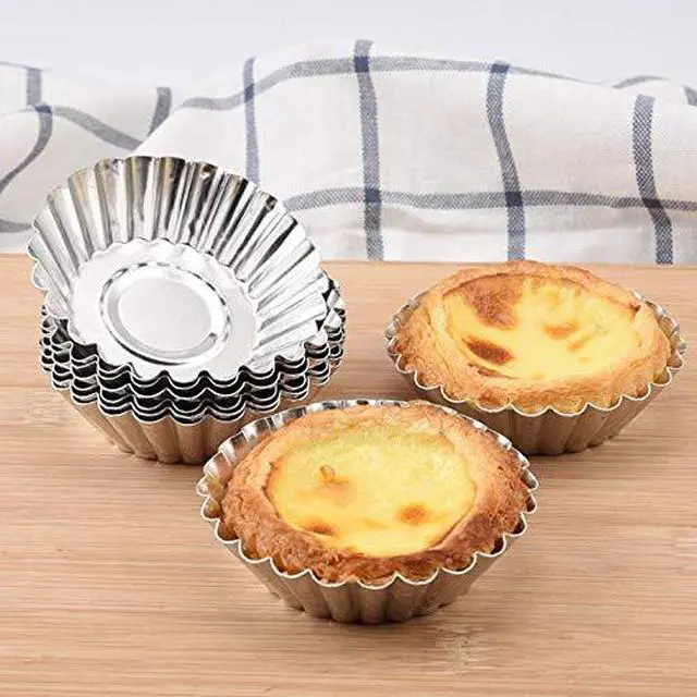 Alt view image 2 of 5 - 10 Pcs Stainless Steel Mini Tart/Pie Pans Reusable Tartlet Cupcake Baking Mold for Pies Baking Tool Non Stick