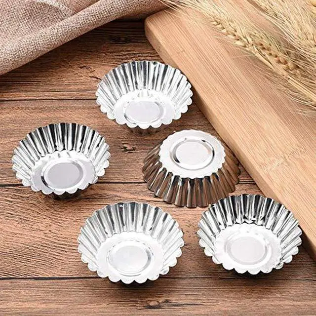 Alt view image 3 of 5 - 10 Pcs Stainless Steel Mini Tart/Pie Pans Reusable Tartlet Cupcake Baking Mold for Pies Baking Tool Non Stick