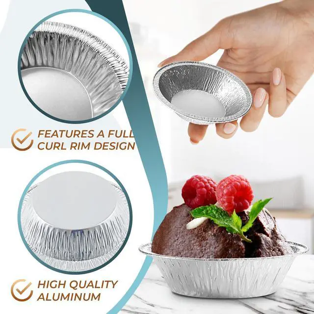 Alt view image 3 of 7 - Mini Pie Tins 3 Inch, 200 Pack Small Disposable Aluminum Foil Pans
