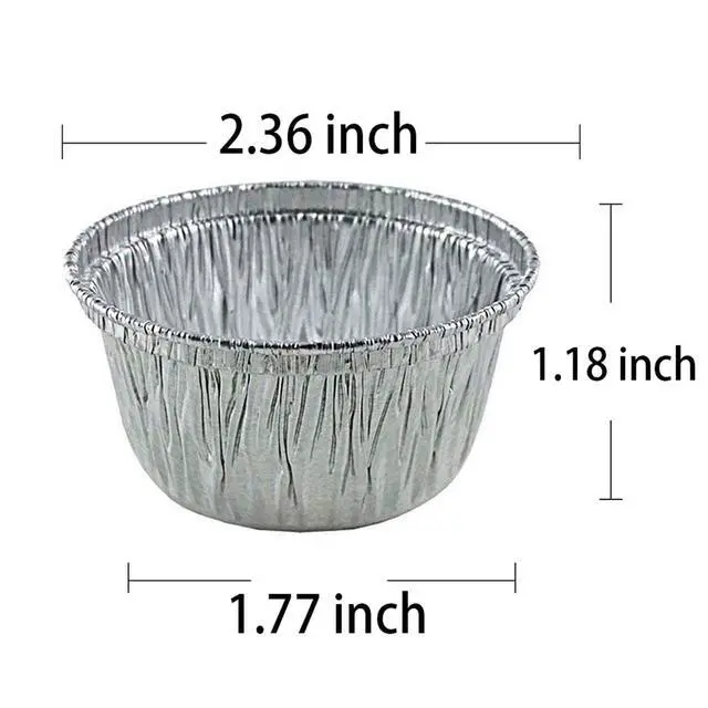 Alt view image 3 of 6 - 2 Oz Aluminum Foil Baking Cups for Baking Roasting Cake Egg Tart 100Pcs