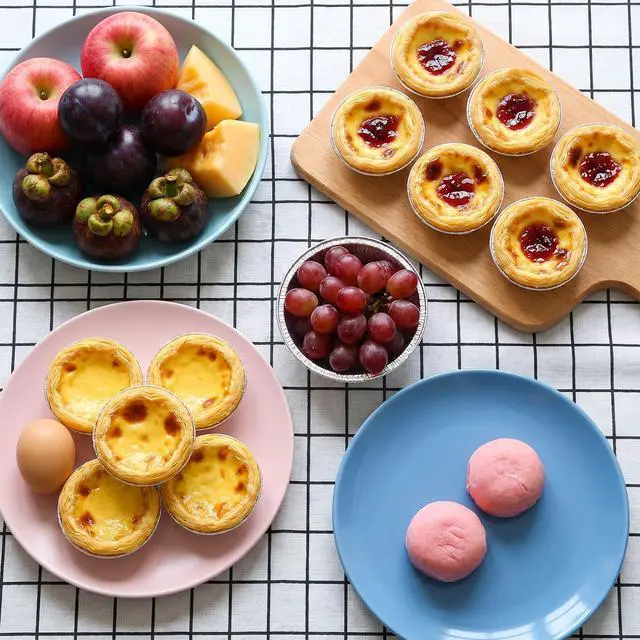 Alt view image 5 of 7 - 100 Pack Disposable Ramekins Egg Tart Baking Cups 2.8 Inch Mini Pie Tins Round Pie Tart Small Tin Foil Pans Aluminum Foil Mini Pans Tin Baking Cups for Cooking Baking-Supplies