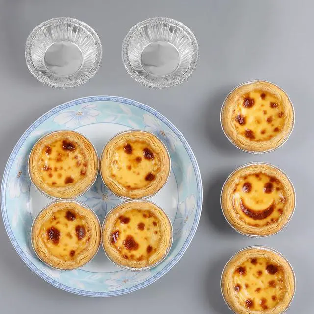 Alt view image 7 of 7 - 100 Pack Disposable Ramekins Egg Tart Baking Cups 2.8 Inch Mini Pie Tins Round Pie Tart Small Tin Foil Pans Aluminum Foil Mini Pans Tin Baking Cups for Cooking Baking-Supplies