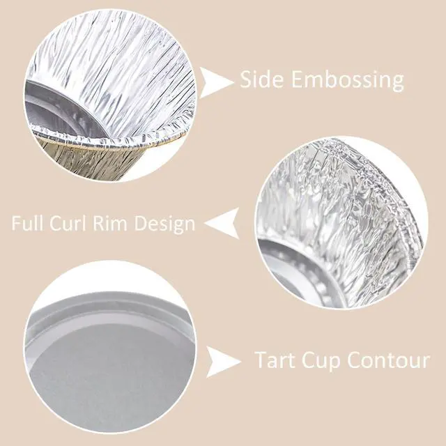 Alt view image 3 of 7 - 150 Pack Aluminum Foil Baking Cups 4 Oz, Disposable Ramekins Aluminum Cupcake Muffin Liners Silver Foil Baking Cups for Egg Tart, Baking, Cupcake, Pudding, Appetize