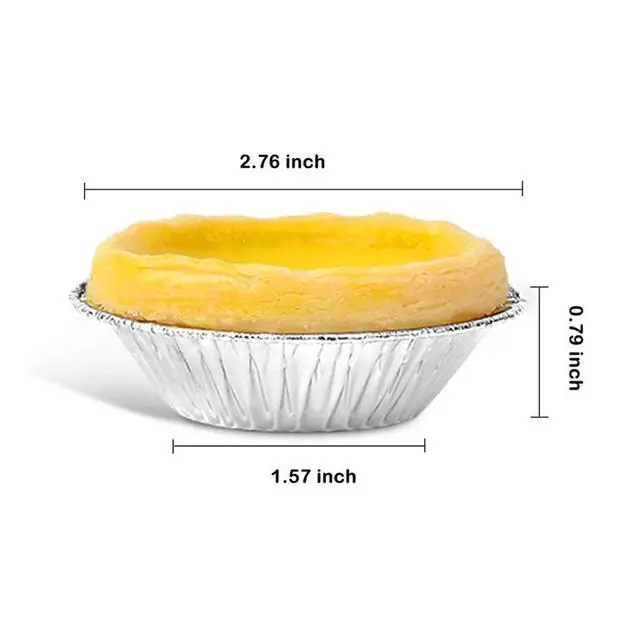 Alt view image 2 of 7 - 250pcs Disposable Aluminum Foil Tart Pan Baking Cups, Tinfoil Cupcake Round Egg Tart Mold Cups, 2.76" Mini Pie Pan for Cupcake Tart Pudding Appetizer