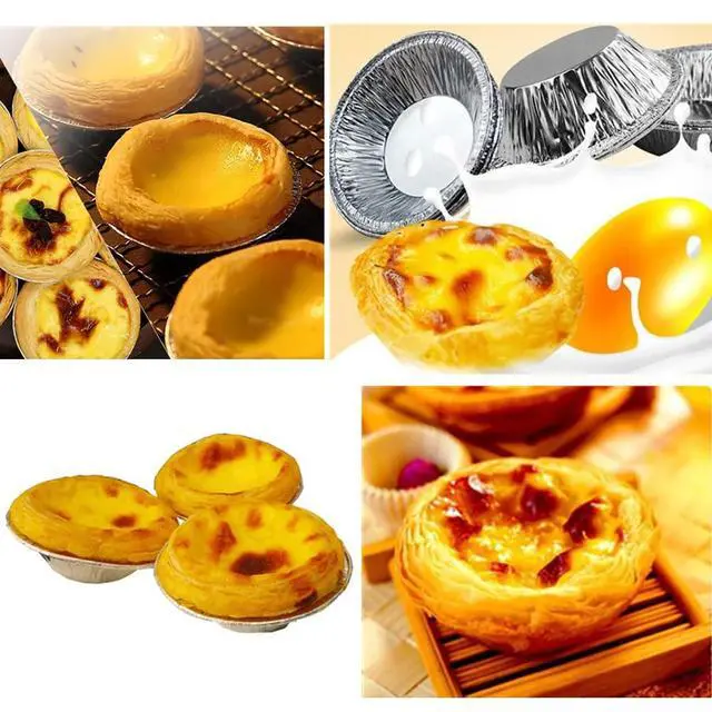 Alt view image 7 of 7 - 250pcs Disposable Aluminum Foil Tart Pan Baking Cups, Tinfoil Cupcake Round Egg Tart Mold Cups, 2.76" Mini Pie Pan for Cupcake Tart Pudding Appetizer