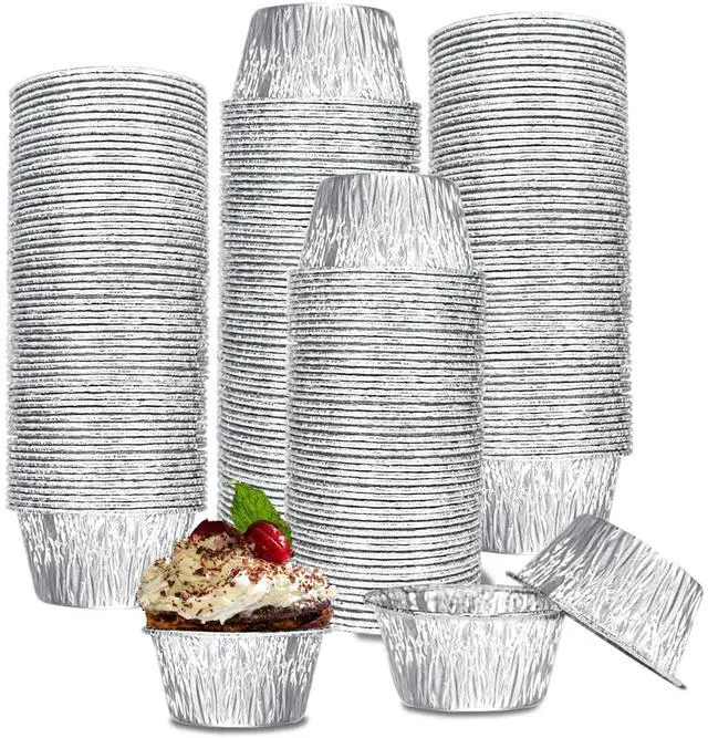 Main image of 200 Pack Aluminum Foil Baking Cups 3 Oz, Disposable Ramekin Aluminum Cupcake liners, Silver Foil Baking Cups Muffin Liners for Cupcake, Baking, Egg Tart, Pudding, Creme Brulee