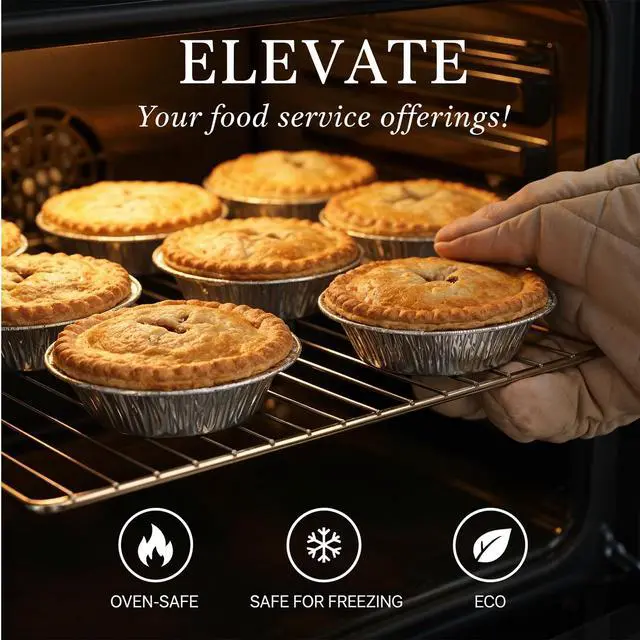 Alt view image 7 of 7 - 100 Pack Mini Pie Tins, Disposable Mini Tart Pans, Aluminum Foil Pie Pans for Baking, Perfect for Small Pies, Tarts(Rounded style)
