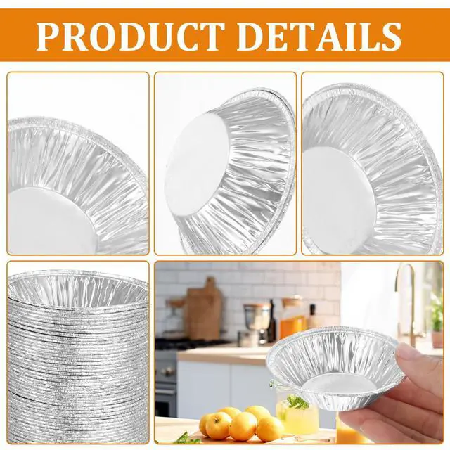 Alt view image 3 of 7 - 100 Pack Mini Pie Tins, Disposable Mini Tart Pans, Aluminum Foil Pie Pans for Baking, Perfect for Small Pies, Tarts(Rounded style)