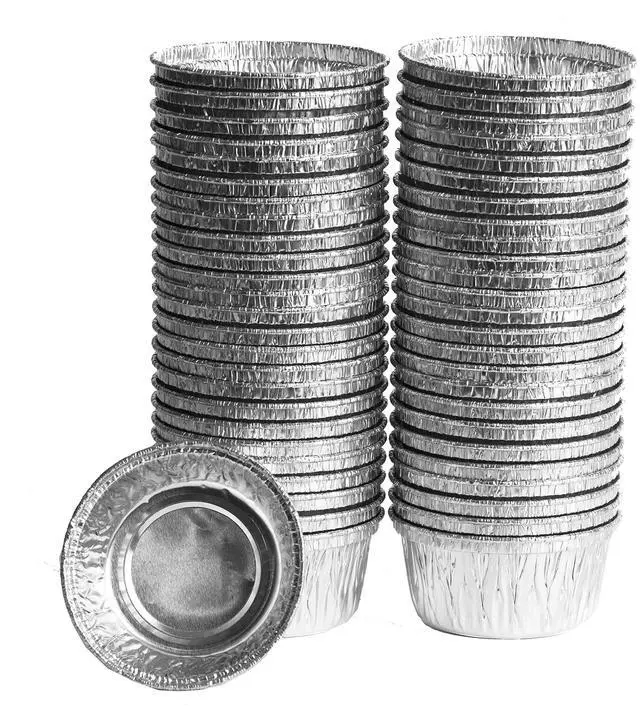 Main image of Disposable Ramekins, Foil Baking Cups 4 oz - Heavy Duty, Aluminum Tin Cups with Superior Heat Conductivity, Suitable for Baking, Cooking, Freezer & Oven Safe (50, 4 Oz)