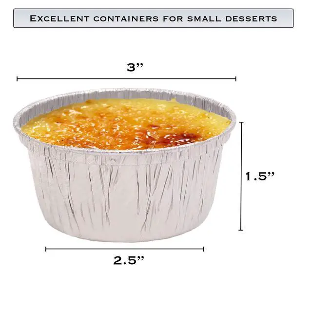 Alt view image 4 of 4 - Disposable Ramekins, Foil Baking Cups 4 oz - Heavy Duty, Aluminum Tin Cups with Superior Heat Conductivity, Suitable for Baking, Cooking, Freezer & Oven Safe (50, 4 Oz)