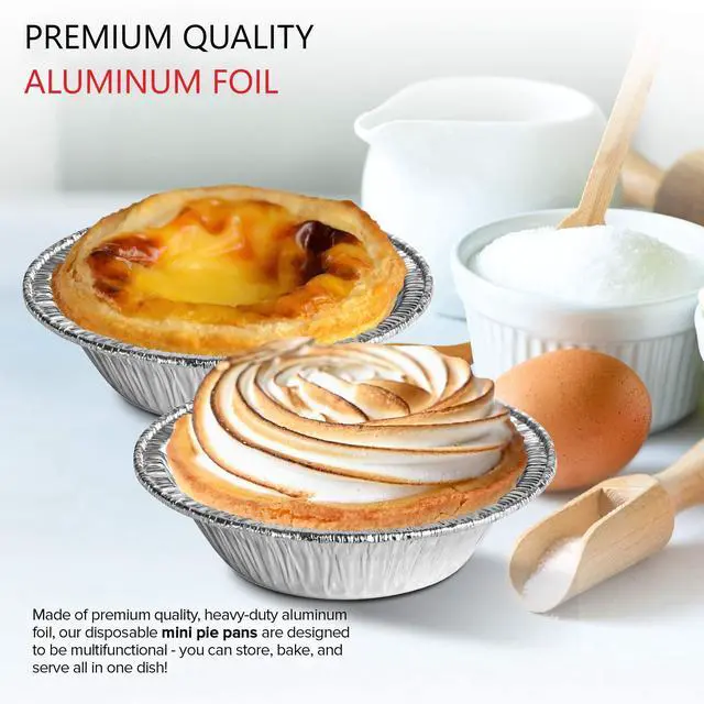 Alt view image 4 of 7 - 100 Count Aluminum Mini Pie Pans - 3 Inch Disposable Recyclable Foil Pie Tins for Bakeries, Cafes, Restaurants