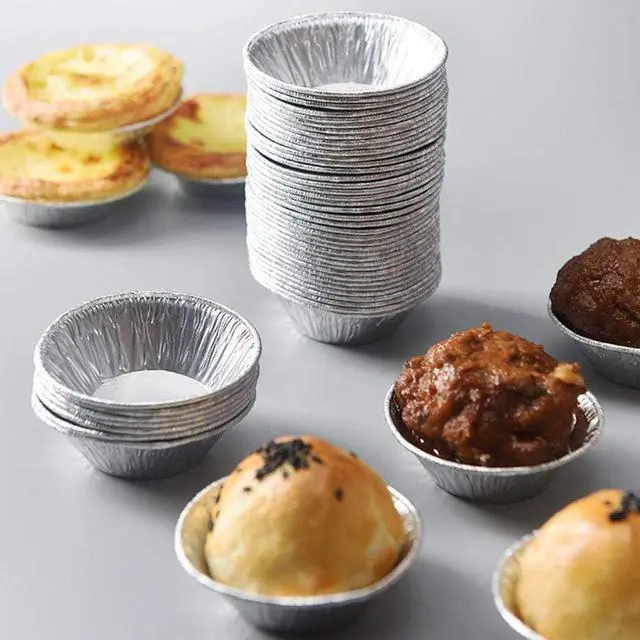 Alt view image 5 of 7 - 50Pcs Silver Mini Pie Tins, Small Pie Pans, Round Tart Pie Foil Pans Disposable Pans Aluminum Foil Tart Pans, Aluminum Pie Pans for Baking Pot Pies, Tarts