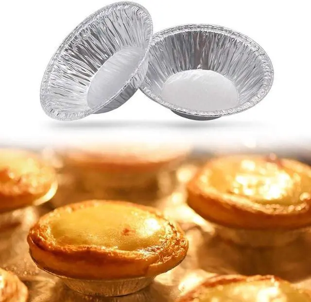 Alt view image 3 of 7 - 50Pcs Silver Mini Pie Tins, Small Pie Pans, Round Tart Pie Foil Pans Disposable Pans Aluminum Foil Tart Pans, Aluminum Pie Pans for Baking Pot Pies, Tarts