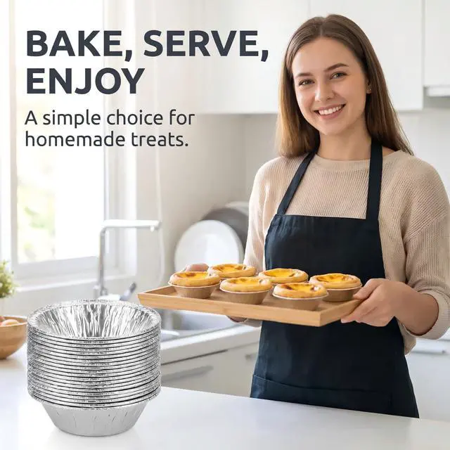 Alt view image 4 of 7 - 50PCS Silver Mini Pie Tins, Round Tart Pie Foil Pans, Aluminum Foil Tart Pans