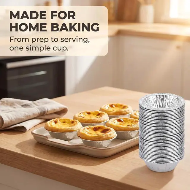 Alt view image 6 of 7 - 50PCS Silver Mini Pie Tins, Round Tart Pie Foil Pans, Aluminum Foil Tart Pans