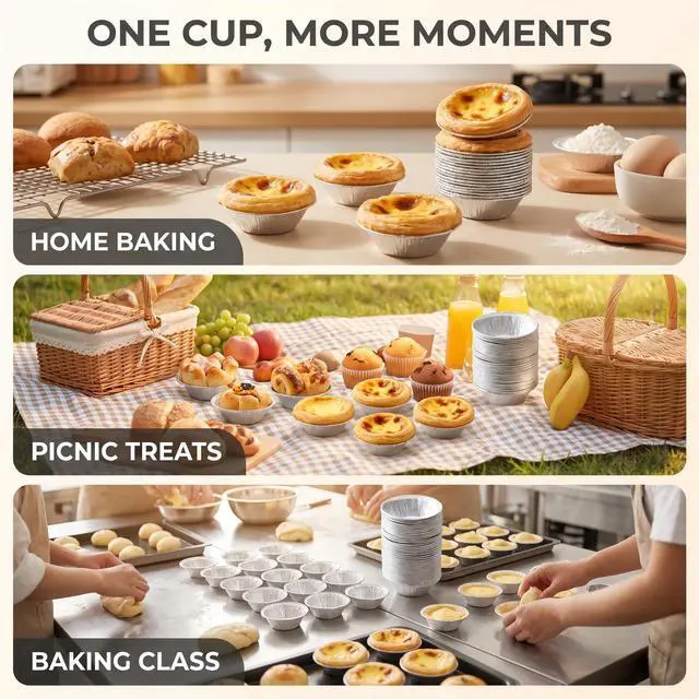Alt view image 3 of 7 - 50PCS Silver Mini Pie Tins, Round Tart Pie Foil Pans, Aluminum Foil Tart Pans