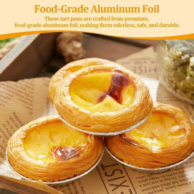 Alt view image 2 of 6 - Disposable Aluminum Foil Tart,100 Pack Mini Pie Tins,Pie Pans for Baking Personal Mini Pies,Round Pie Tart Small Tin Foil Pans