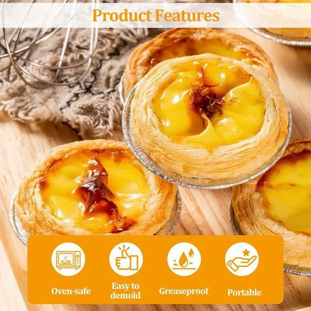 Alt view image 3 of 6 - Disposable Aluminum Foil Tart,100 Pack Mini Pie Tins,Pie Pans for Baking Personal Mini Pies,Round Pie Tart Small Tin Foil Pans