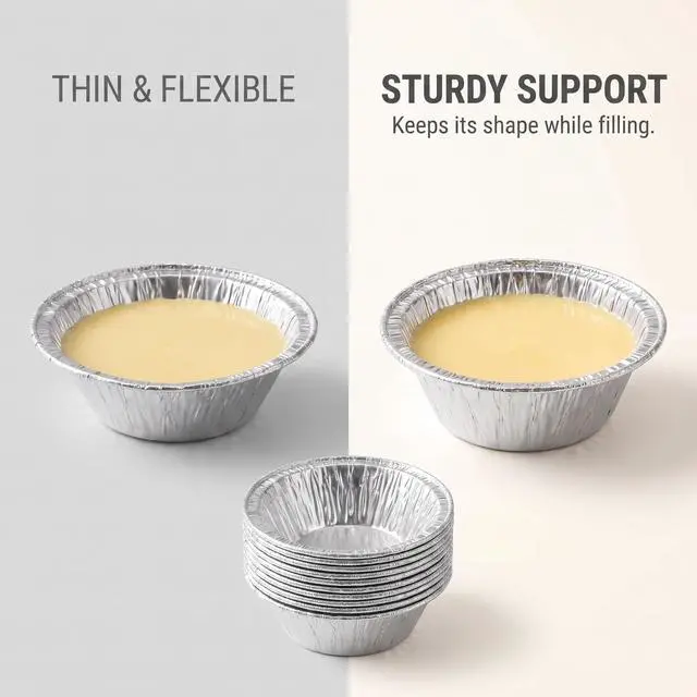 Alt view image 2 of 7 - 50PCS Silver Mini Pie Tins, Round Tart Pie Foil Pans, Aluminum Foil Tart Pans