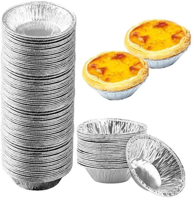 Main image of Disposable Aluminum Foil Tart,100 Pack Mini Pie Tins,Pie Pans for Baking Personal Mini Pies,Round Pie Tart Small Tin Foil Pans