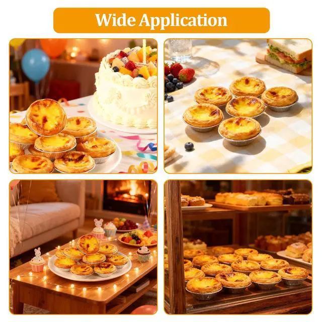 Alt view image 6 of 6 - Disposable Aluminum Foil Tart,100 Pack Mini Pie Tins,Pie Pans for Baking Personal Mini Pies,Round Pie Tart Small Tin Foil Pans