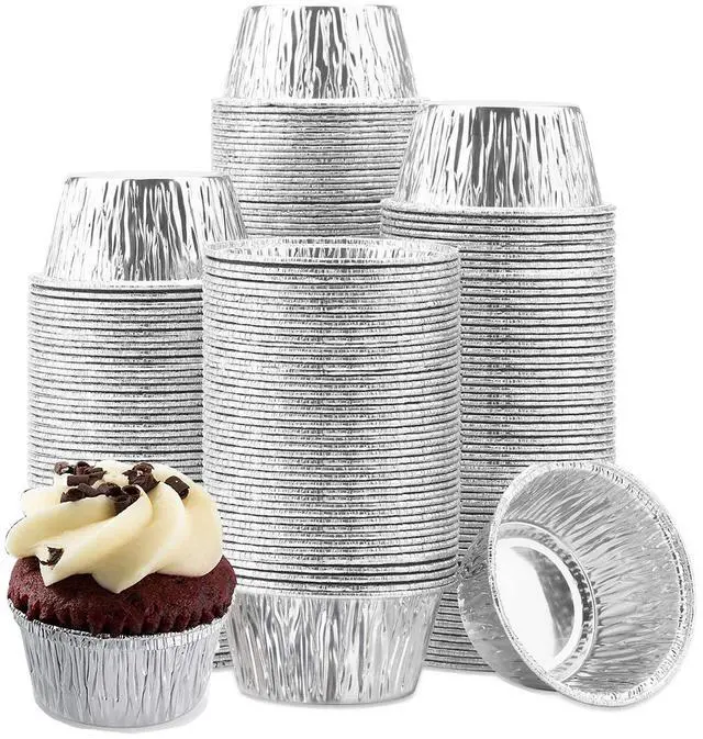 Main image of 150 Pack Aluminum Foil Baking Cups 4 oz Disposable Foil Ramekins Cupcake Aluminum Cups Muffin Liners for Tart, Souffle, Appetizer, Pudding, Creme Brulee