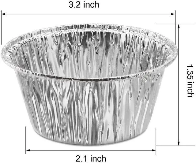 Alt view image 2 of 7 - 150 Pack Aluminum Foil Baking Cups 4 oz Disposable Foil Ramekins Cupcake Aluminum Cups Muffin Liners for Tart, Souffle, Appetizer, Pudding, Creme Brulee