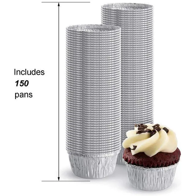 Alt view image 4 of 7 - 150 Pack Aluminum Foil Baking Cups 4 oz Disposable Foil Ramekins Cupcake Aluminum Cups Muffin Liners for Tart, Souffle, Appetizer, Pudding, Creme Brulee