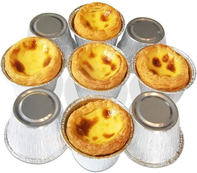 Alt view image 7 of 7 - 150 Pack Aluminum Foil Baking Cups 4 oz Disposable Foil Ramekins Cupcake Aluminum Cups Muffin Liners for Tart, Souffle, Appetizer, Pudding, Creme Brulee